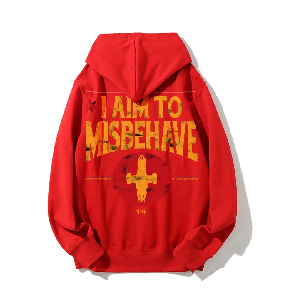 I Aim To Misbehave Geeky Printed Back Cotton Hoodie