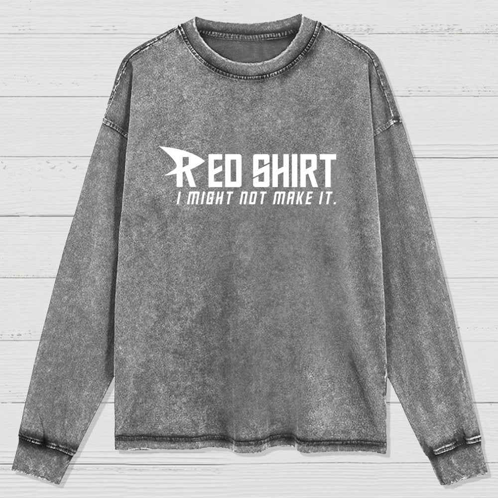 Red Shirt Washed Long Sleeve Tee