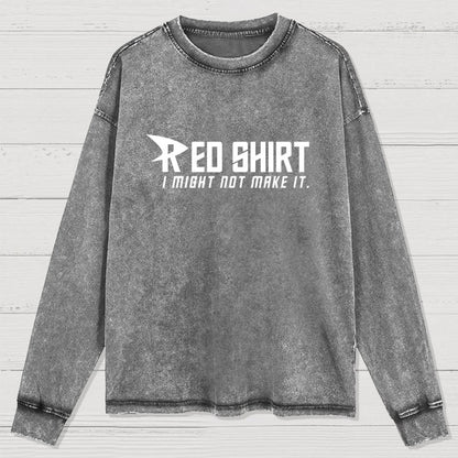 Red Shirt Washed Long Sleeve Tee