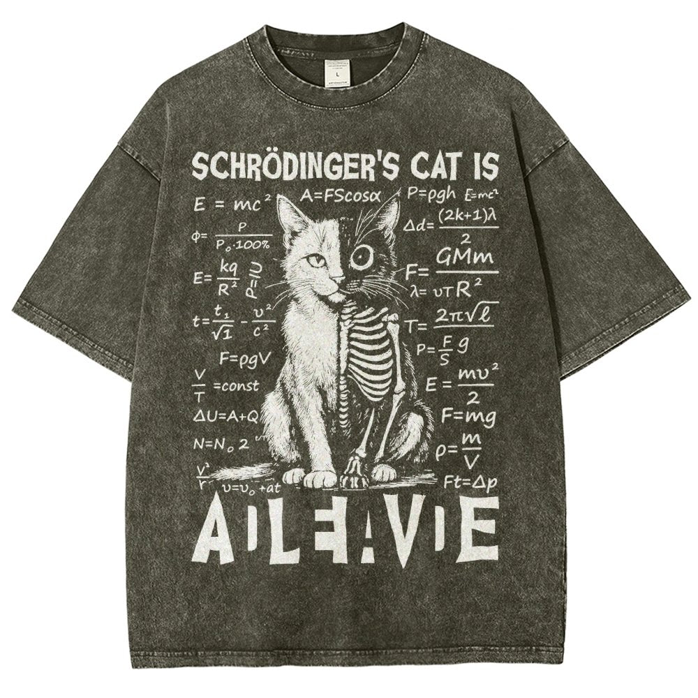 Schrödinger's Cat Dead And Alive Vintage Distressed T-shirt