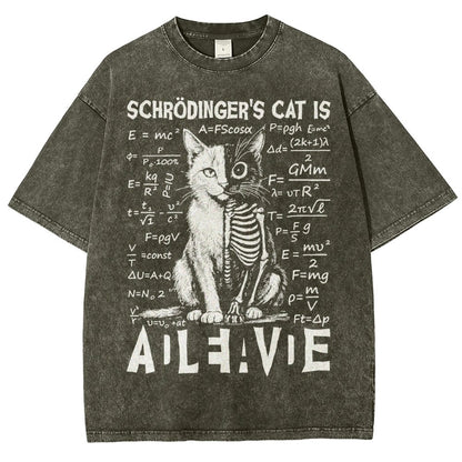 Schrödinger's Cat Dead And Alive Vintage Distressed T-shirt