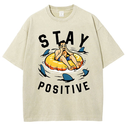 Try to Stay Positive! Vintage Distressed T-shirt