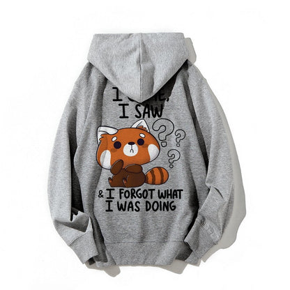 Forgetful Red Panda Printed Back Unisex Cotton Hoodie
