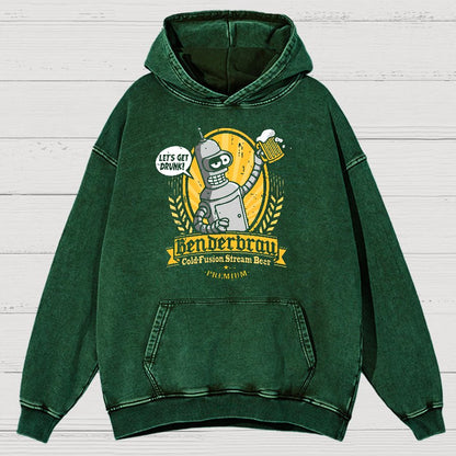 Beer Festival, Let Us Get Our Machines Drunk Vintage Distressed Hoodie