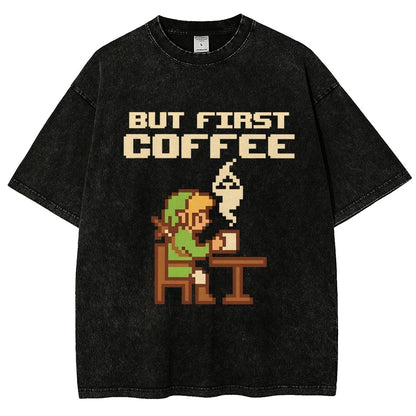 But First Coffee Vintage Distressed T-shirt