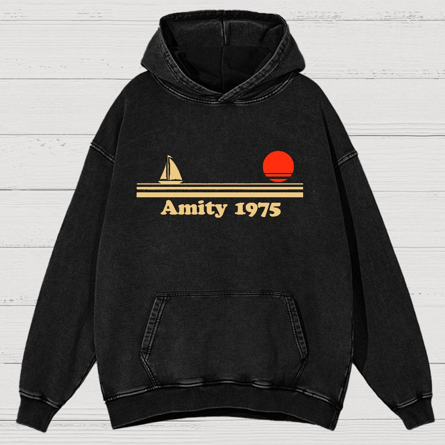 Seaside Town 1975 Vintage Distressed Hoodie