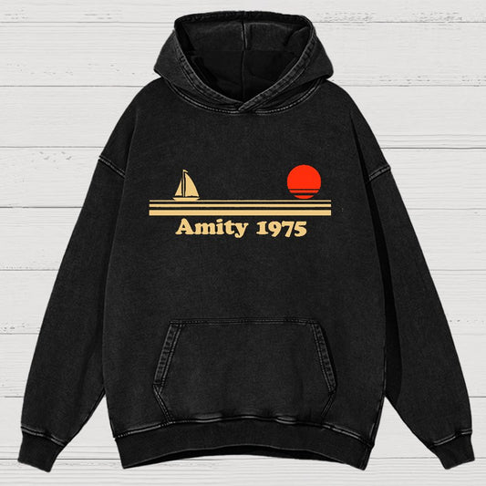 Seaside Town 1975 Vintage Distressed Hoodie