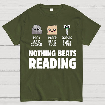 Nothing Beats Reading Librarian Book Bookworm Geek T-Shirt