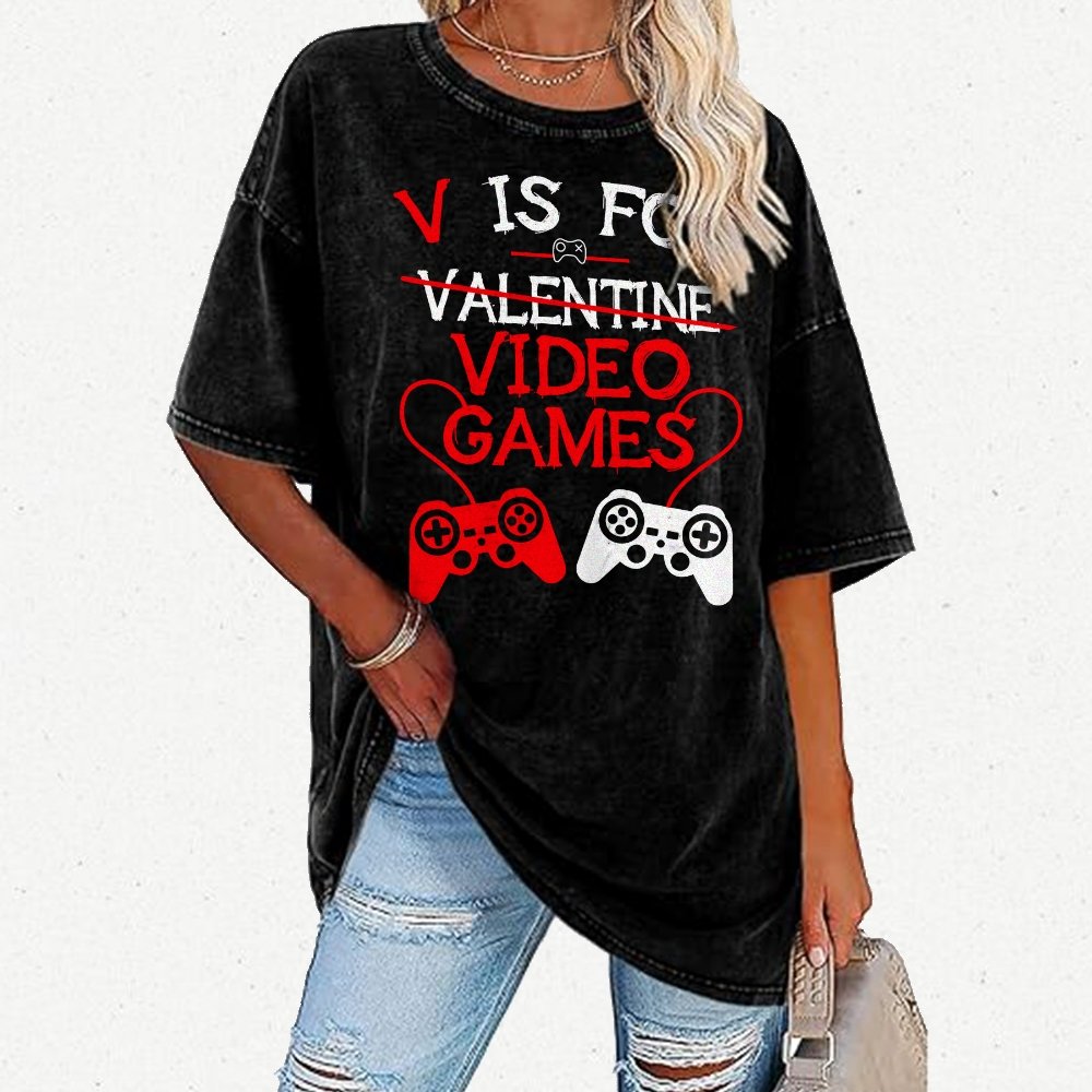 Valentine's Day.Funny Gamer Valentine Nerd Vintage Distressed T-shirt