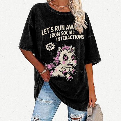 Let's Run Away Vintage Distressed T-shirt