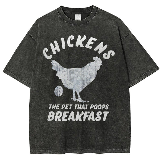 Chickens Poop Breakfast Vintage Distressed T-shirt