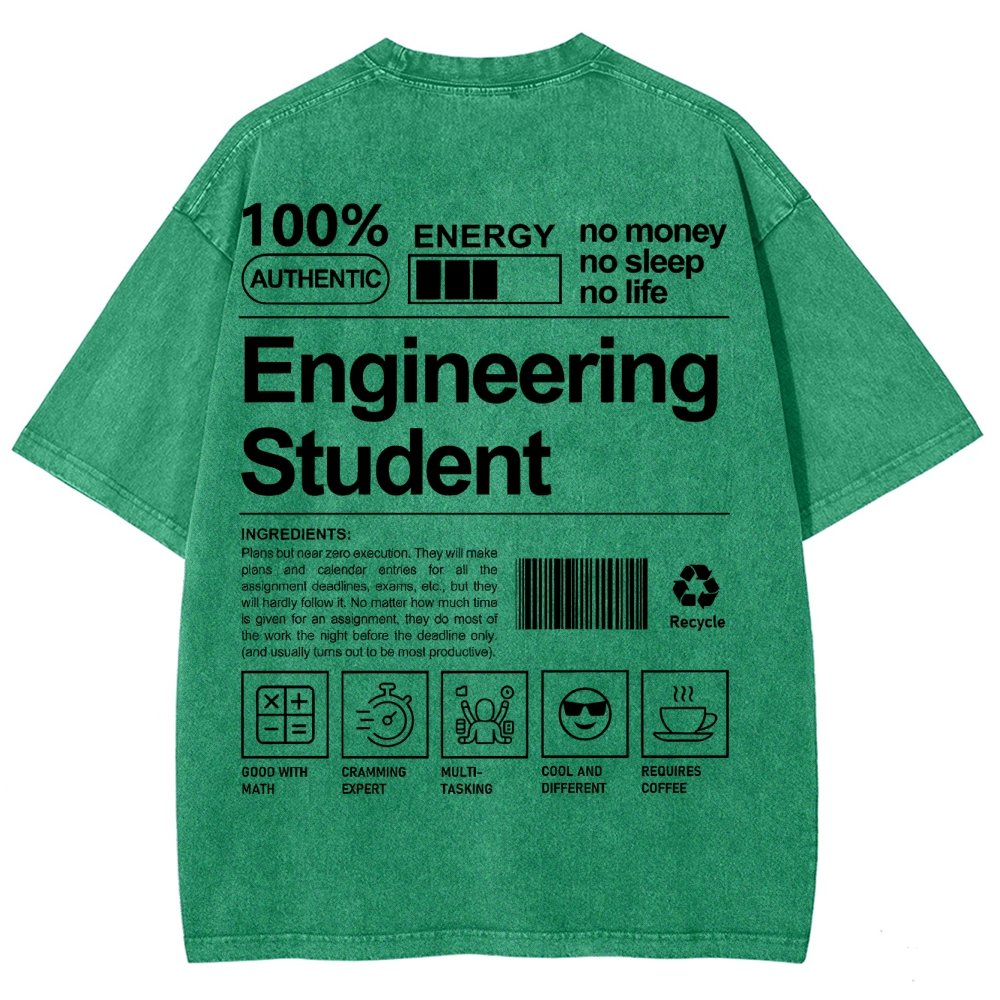 Engineering Student Unisex Fit Washed T-Shirt