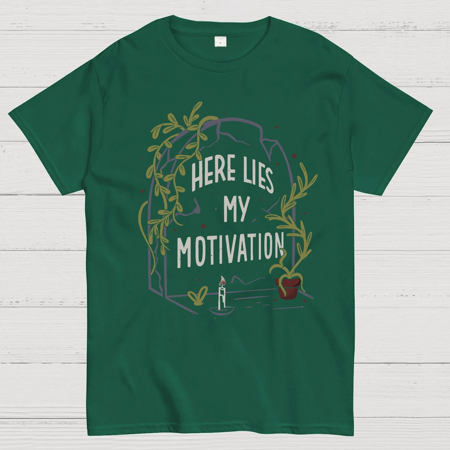 Here Lies My Motivation Funny Geeky T-Shirt