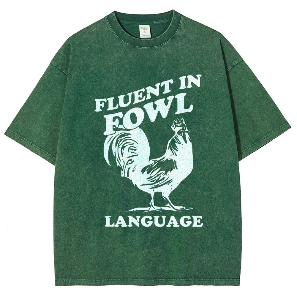 Chicken Turkey Fluent In Fowl Language Vintage Distressed T-shirt