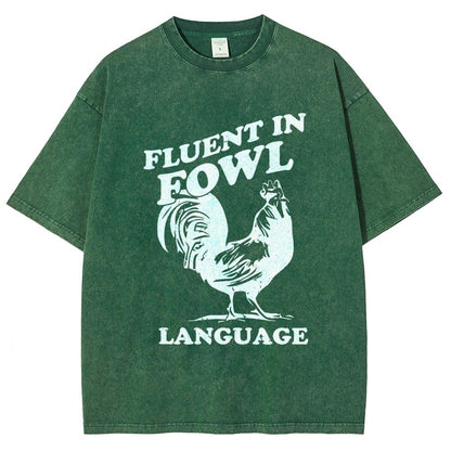 Chicken Turkey Fluent In Fowl Language Vintage Distressed T-shirt