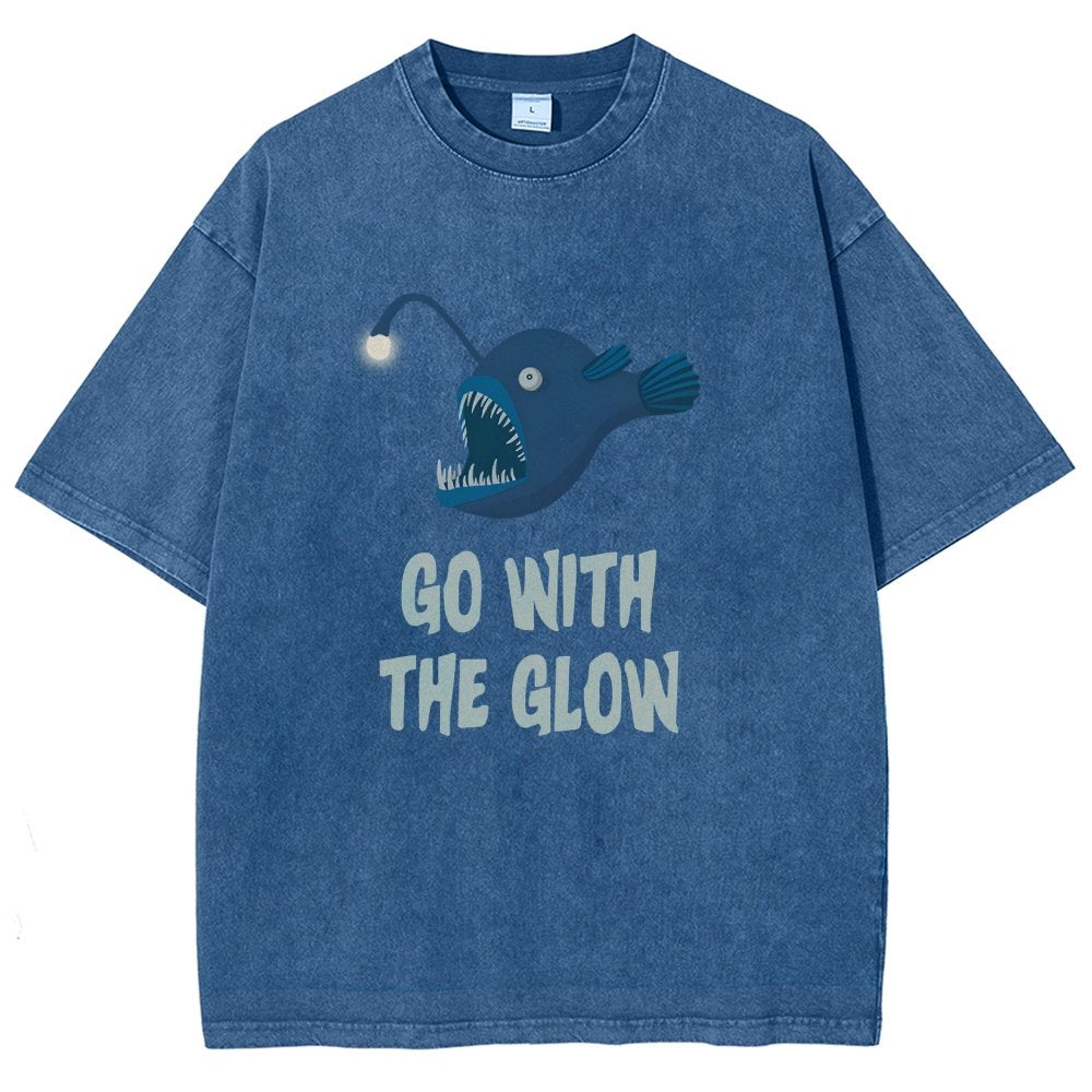 Go With The Glow Anglerfish Pun Vintage Distressed T-shirt