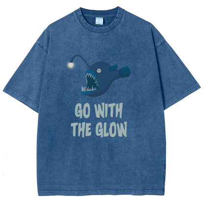 Go With The Glow Anglerfish Pun Vintage Distressed T-shirt