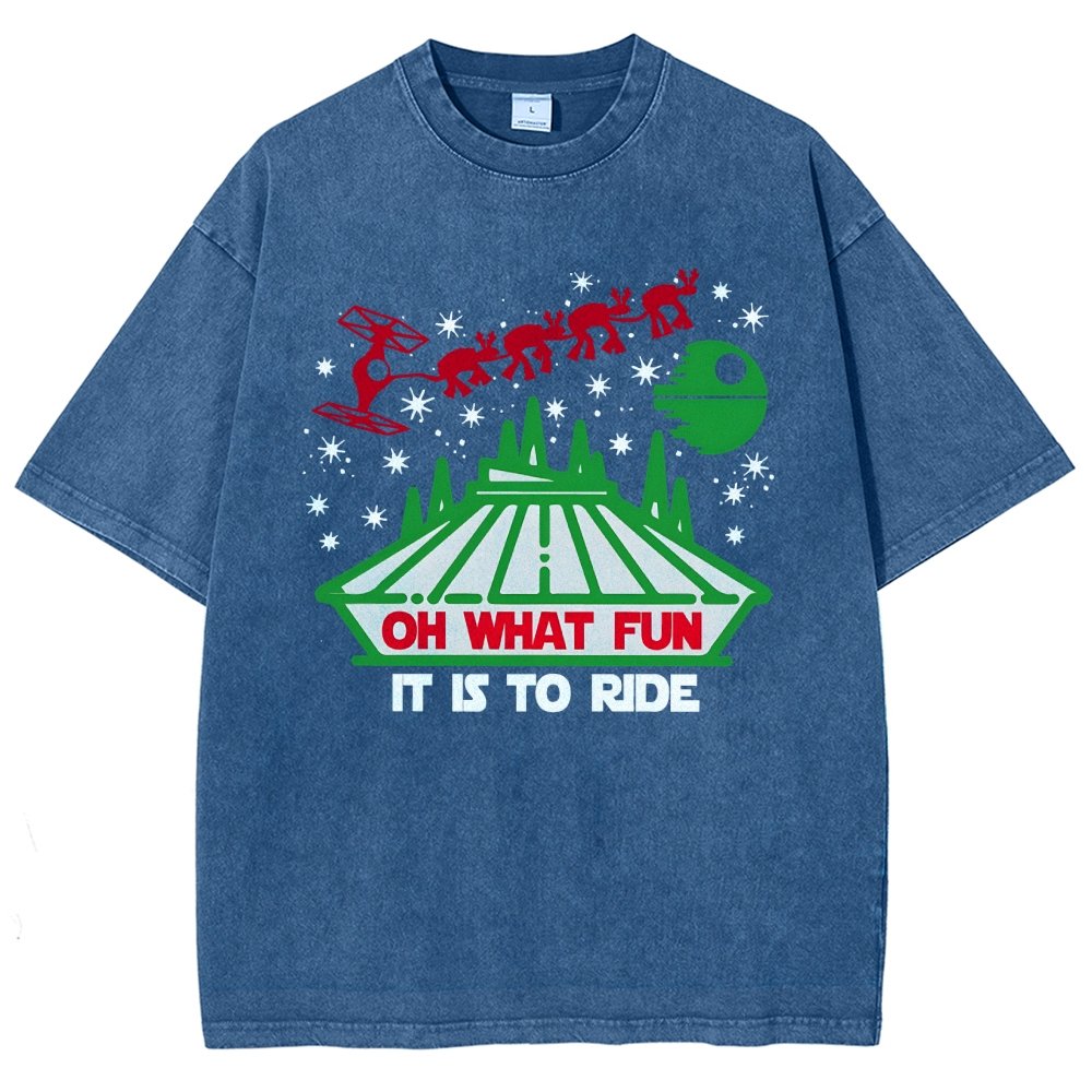 Oh！What Fun It Is To Ride Christmas Vintage Distressed T-shirt