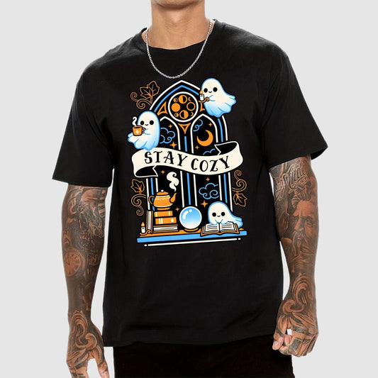Stay cozy cute ghosts Unisex Geek T-Shirt