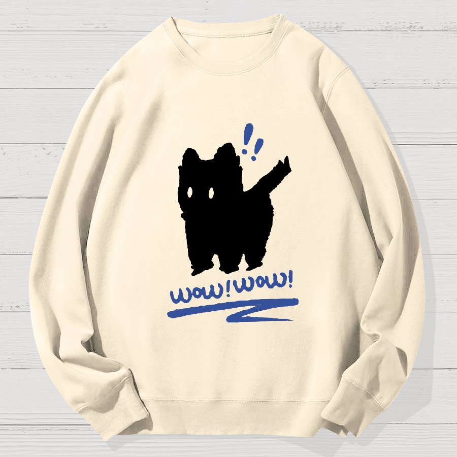 Black Cat Wow！Wow！Geek Cotton Sweatshirt