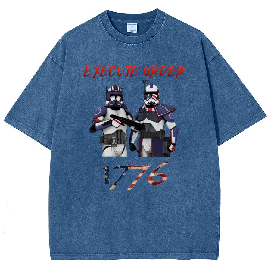 Execute Orde 1776 Independence Day Geeky Vintage Distressed T-shirt