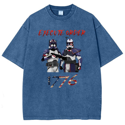 Execute Orde 1776 Independence Day Geeky Vintage Distressed T-shirt