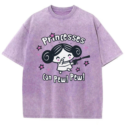 Princesses Can Pew! Pew! Too Vintage Distressed T-shirt