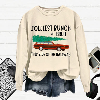 Jolliest Bunch Of Bruh.Christmas Cotton Pullover Sweatshirt