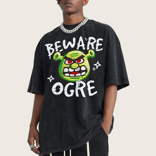 Beware Ogre Graffiti Vintage Distressed T-shirt
