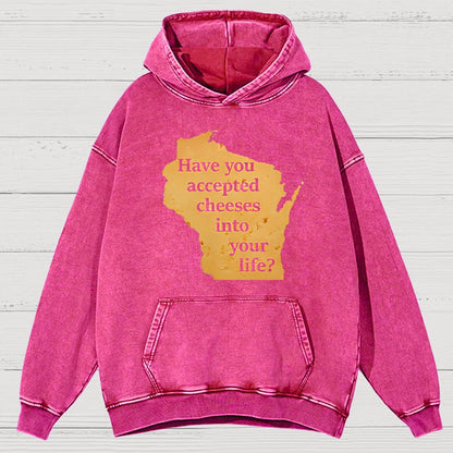 Wisconsin Cheese Pun Vintage Distressed Hoodie