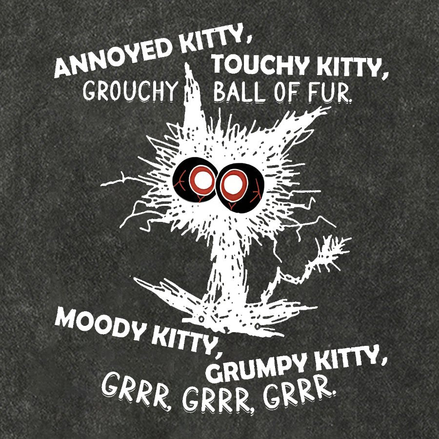 Annoyed Kitty Touchy Kitty Grouchy Ball Funny Vintage Distressed T-shirt
