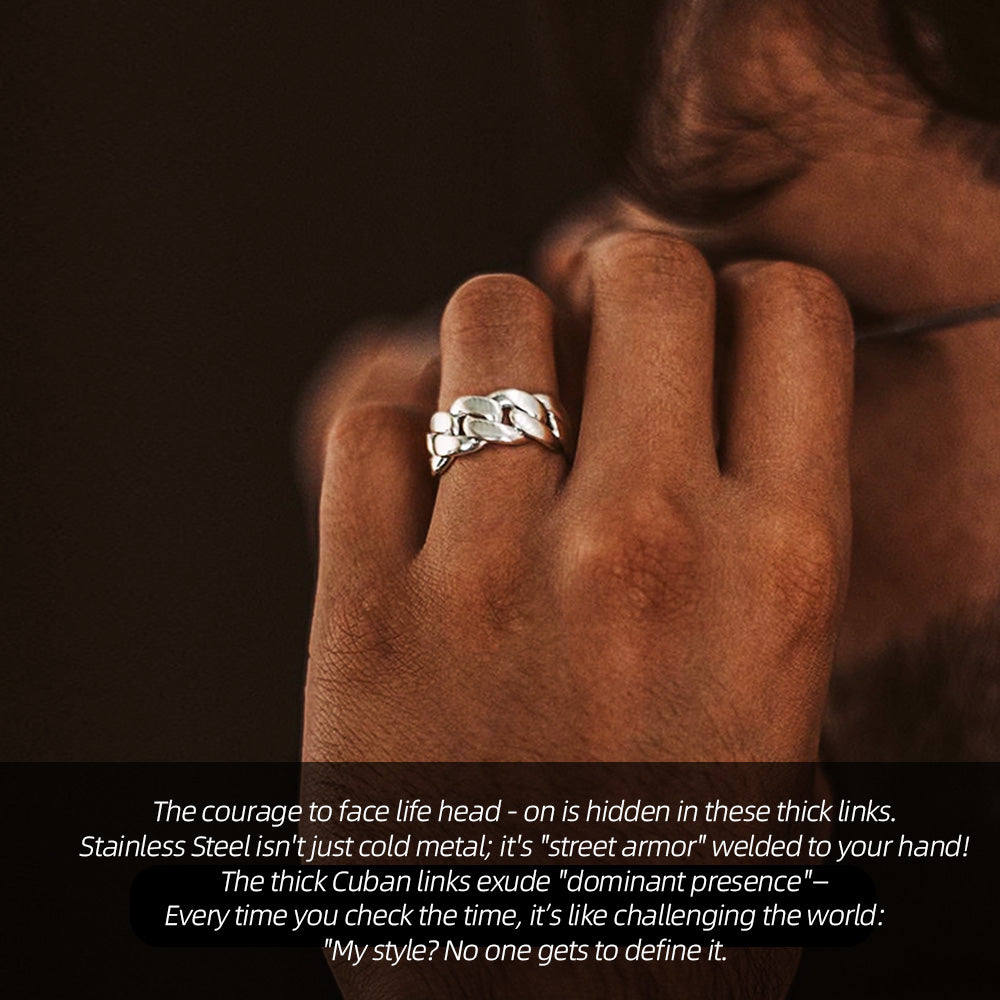 Wide-Link Stainless Steel Cuban Statement Ring | Wear it, instantly max out street charm