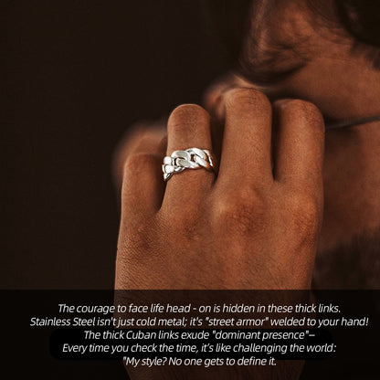 Wide-Link Stainless Steel Cuban Statement Ring | Wear it, instantly max out street charm