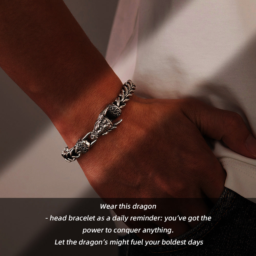 Dragon - Headed Steel Chain Bracele-Let the Dragon Head Ignite Your Boldness Every Day