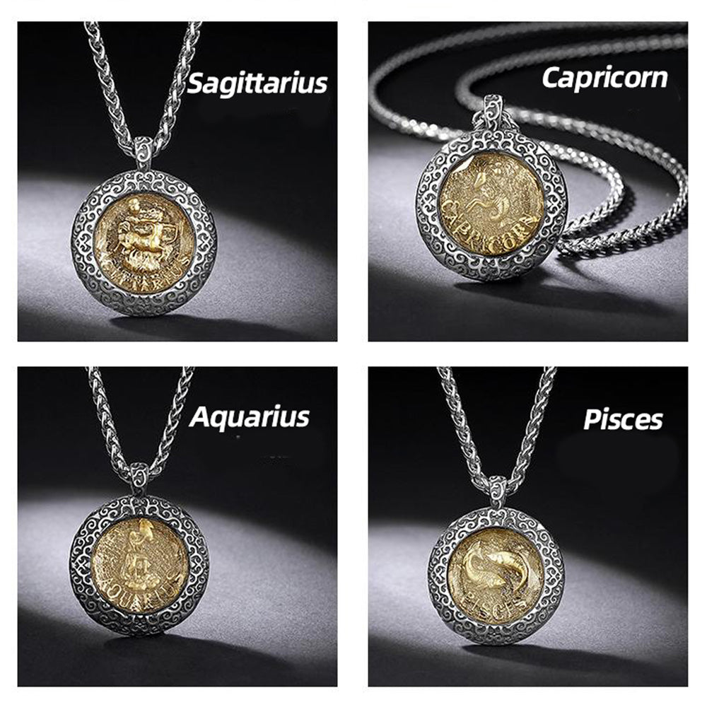12 Zodiac Signs Stainless Steel Necklace