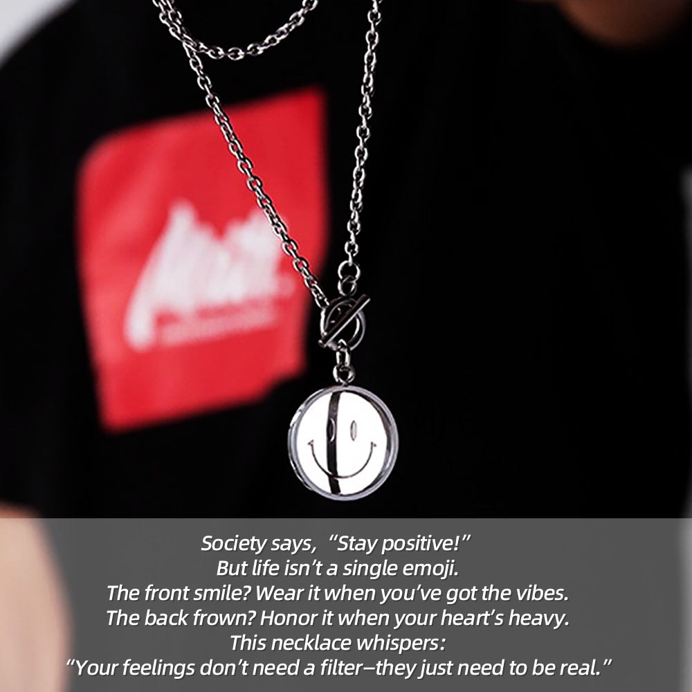 Stainless Steel Emoji Necklace | Smile or sorrow—You’re not alone in feeling.