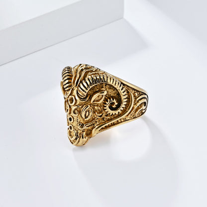 Vintage-Inspired Goat Head Stainless Steel Ring