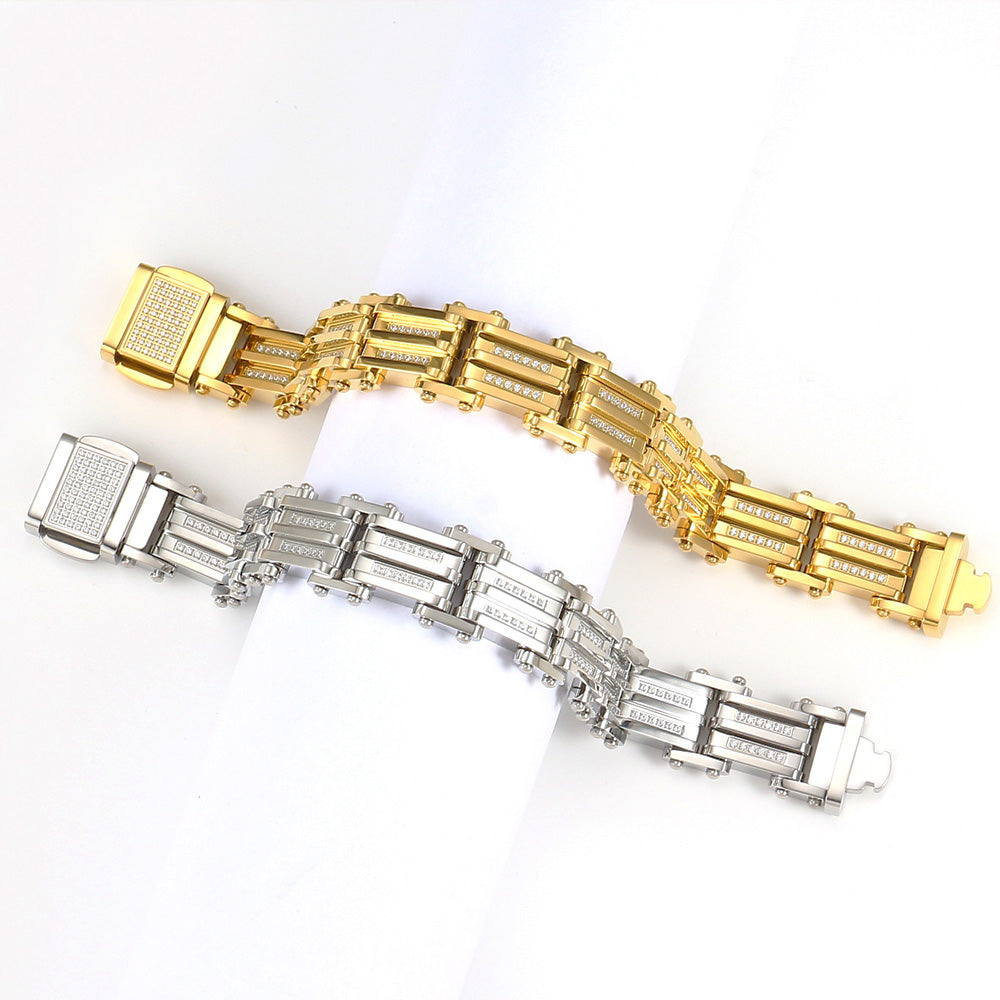 Stainless Steel Watch - Strap Bracelet | Crystal Inlay Lights Up Wrist Shine
