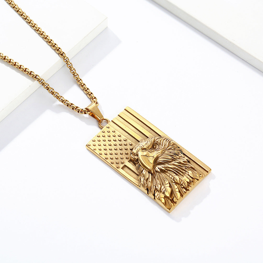 Stainless Steel Eagle Flag Necklace | Remember the Glorious Moments