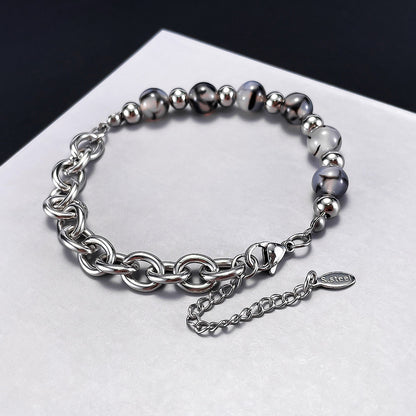 Dragon Vein Agate & Stainless Steel Bracelet-For Those Who Crave Distinct Style