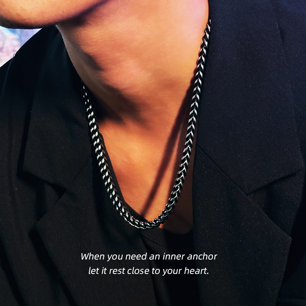 Vintage Silver Stainless Steel Curb Chain Necklace