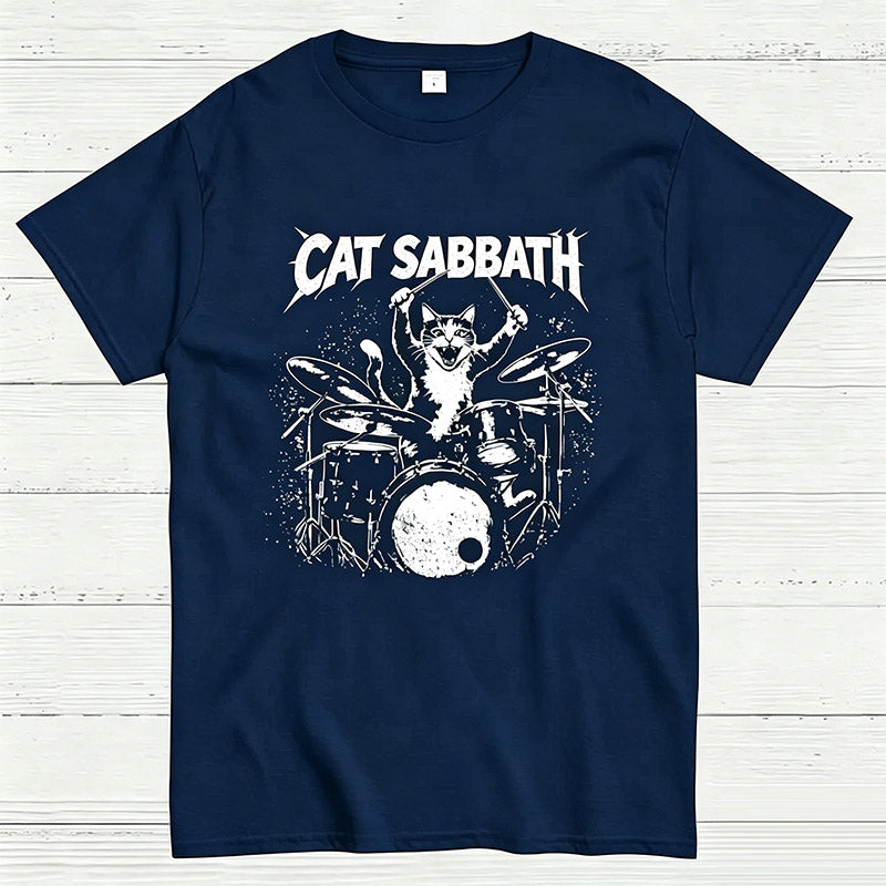 Cat Sabbath Funny Cat Drummer T-Shirt