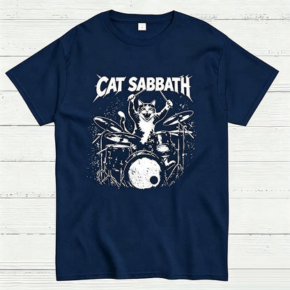 Cat Sabbath Funny Cat Drummer T-Shirt