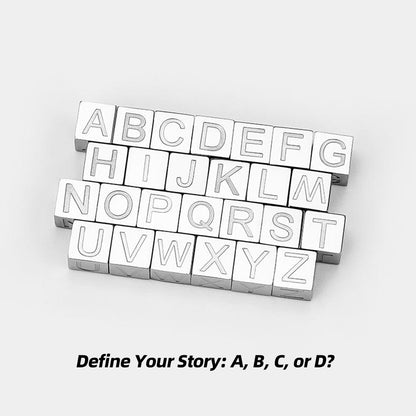 Custom Initial Necklace - Personalized Alphabet Cube Pendant in Stainless Steel
