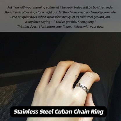 Stainless Steel Cuban Chain Ring | Tiny chain, huge vibe – your daily boost.