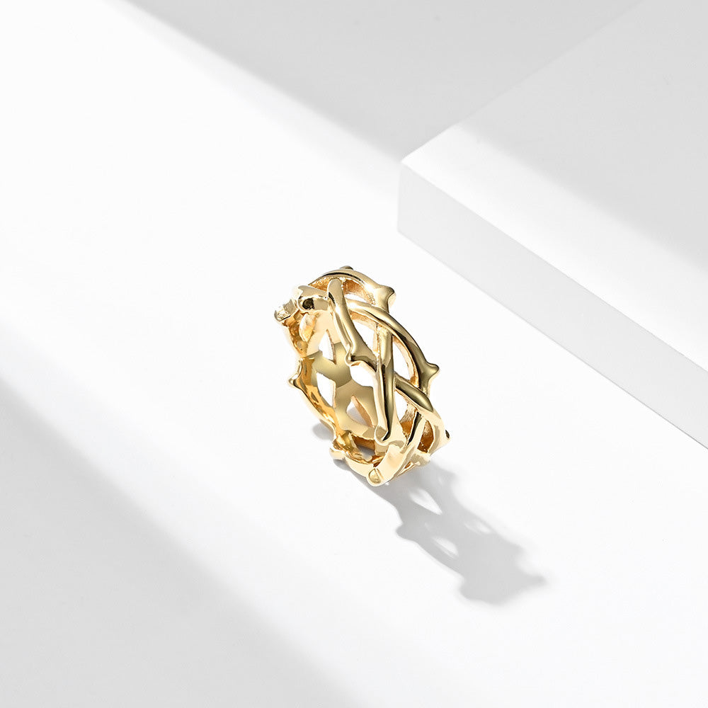 Stainless Steel Vine-Woven Openwork Ring