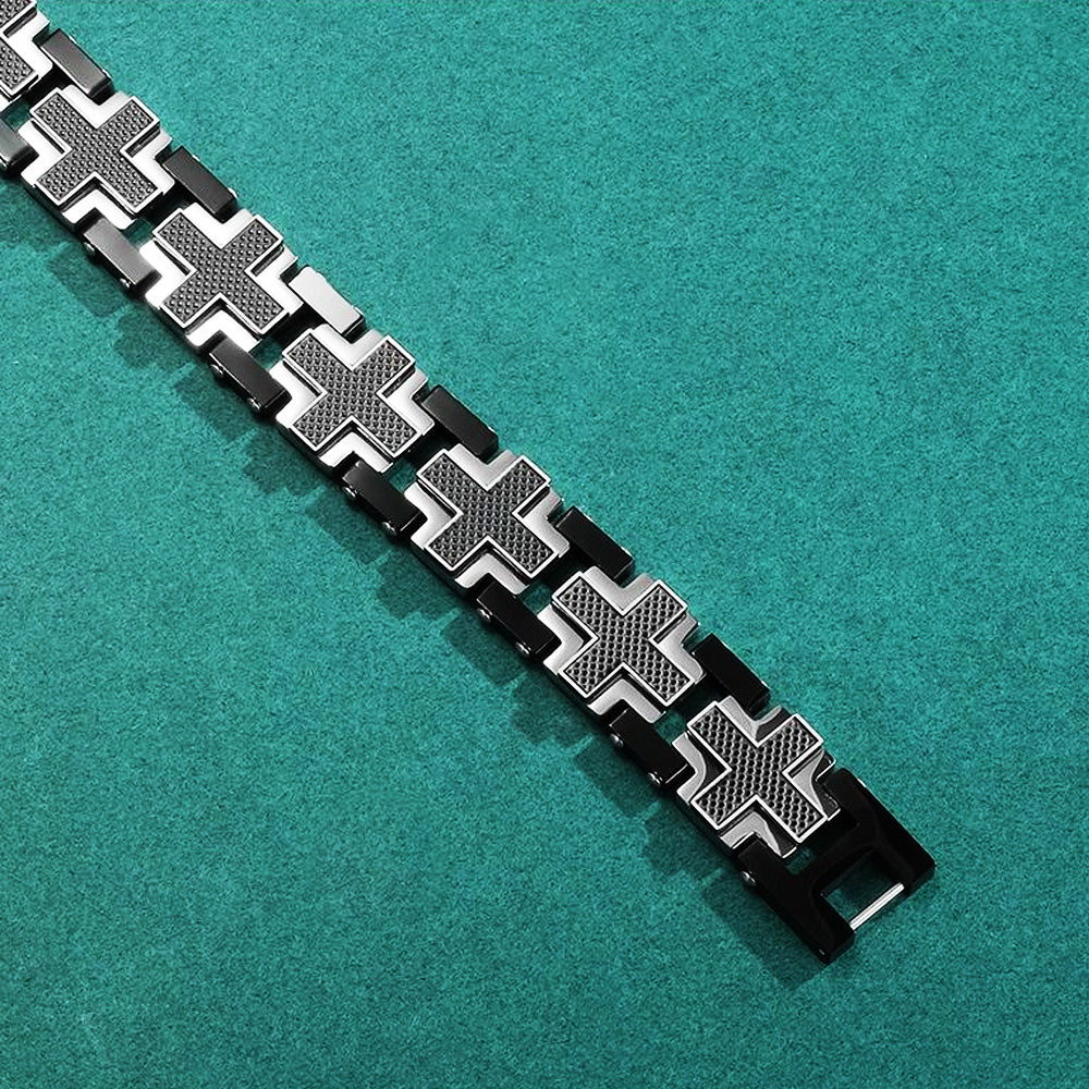Stainless Steel Cross Bracelet | Interweaving Coolness, Forging Style