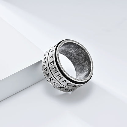 Rotatable Viking Runes Stainless Steel Ring
