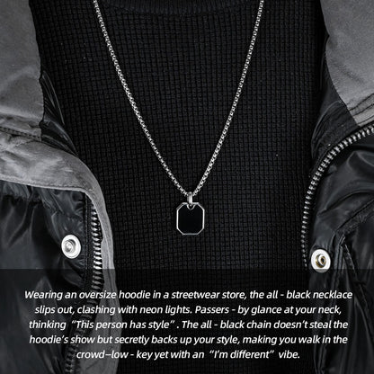 Stainless Steel Black Tag Necklace | One Necklace, Cure “Outfit Indecision”