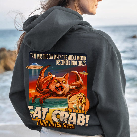 The Giant Cat Crab Geek Printed Back Cotton Hoodie